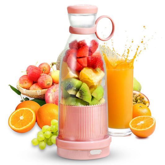 Portable juicer blender bottle disassembled parts pink blue
