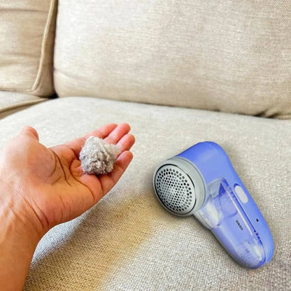 Lint remover fabric shaver blue transparent container visual cleaning easy
