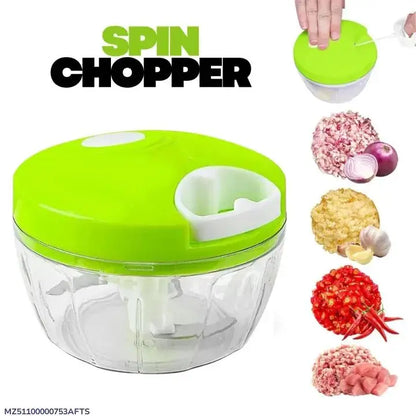 Mini speedy chopper spin chopper green clear bowl onion garlic chili meat