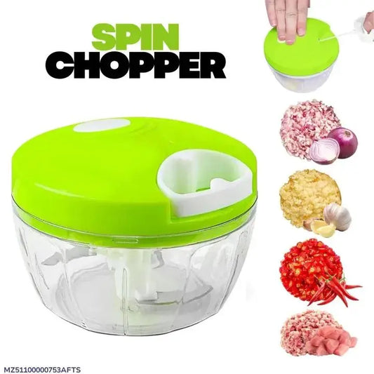 Mini speedy chopper spin chopper green clear bowl onion garlic chili meat