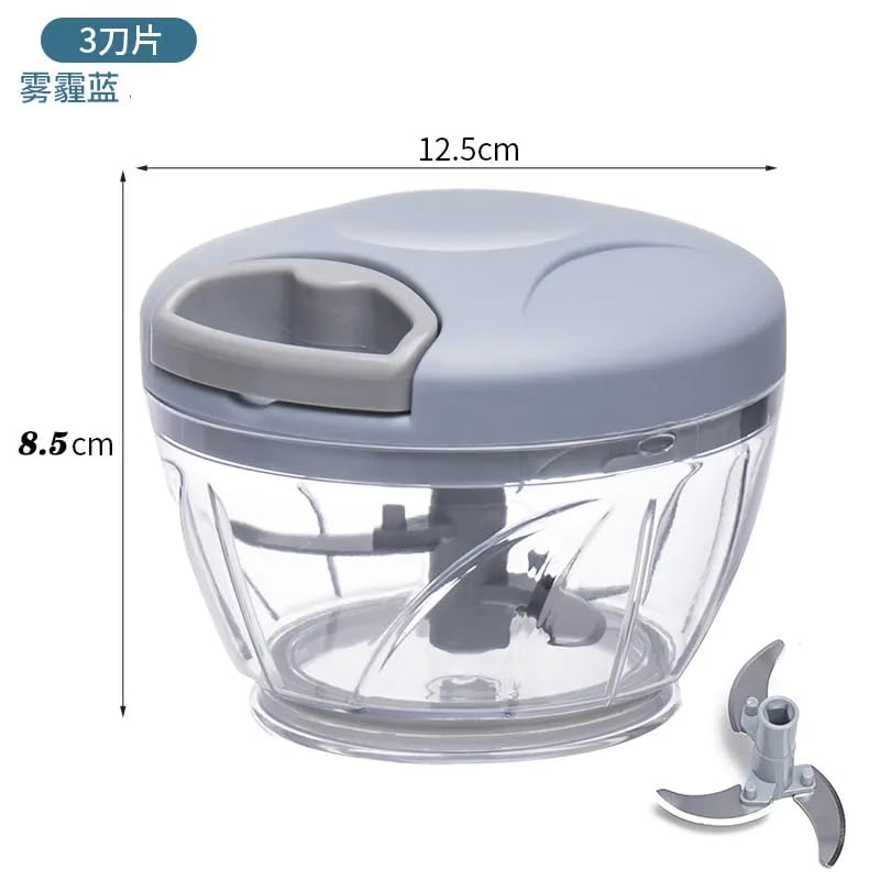Mini speedy chopper grey transparent detachable 3 steel blade unit
