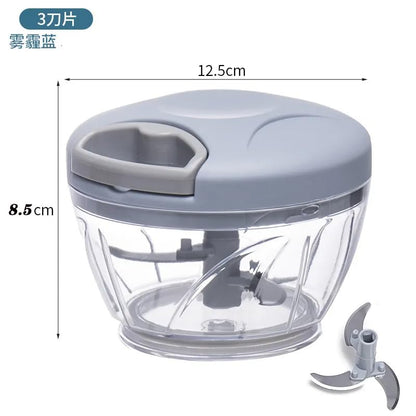 Mini speedy chopper grey transparent detachable 3 steel blade unit