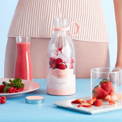 Fresh juice portable blender bottle multiple colors pink blue white