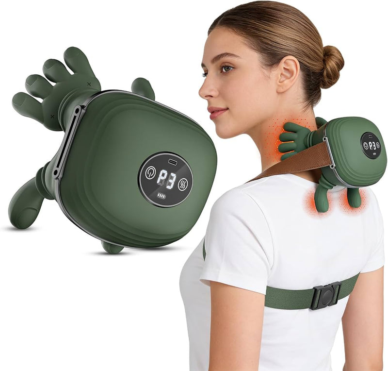 Bionic five finger neck shoulder massager green color with heat