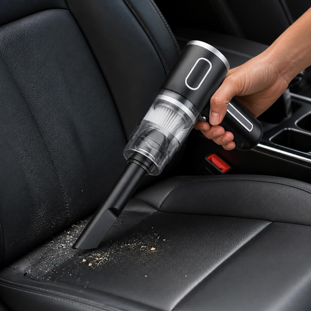 Portable car vacuum cleaner with extendable nozzle 2 different attachments