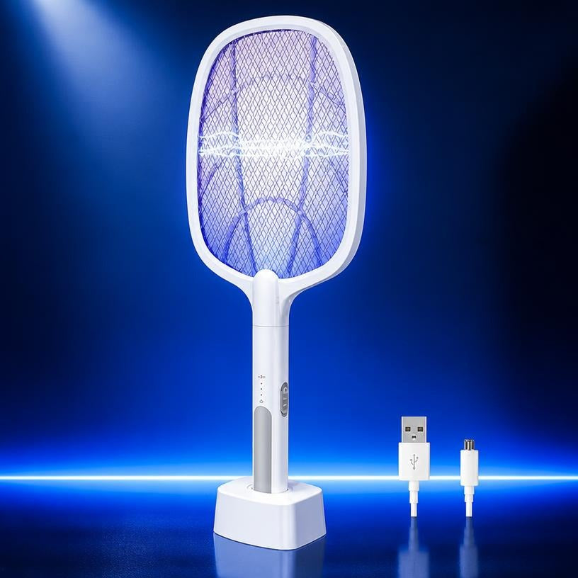 Mosquito killer racket in handheld and standing lamp mode