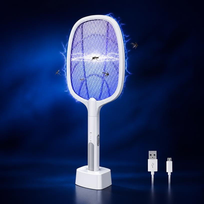 Electric mosquito swatter with USB charging cable