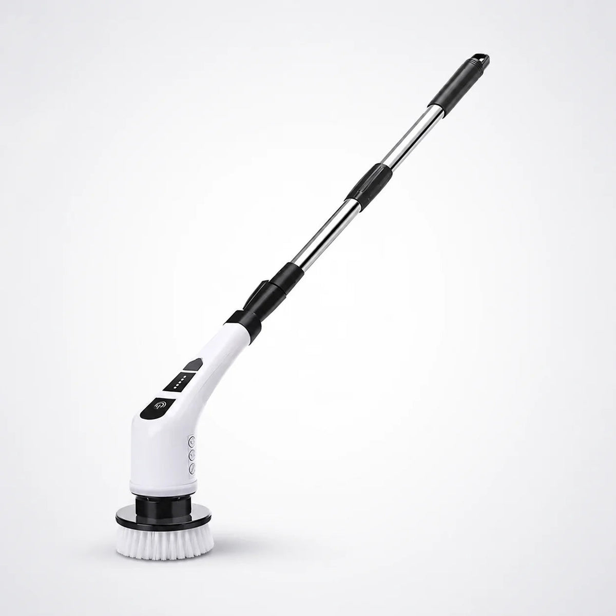 Electric spin scrubber long extendable telescopic handle side view