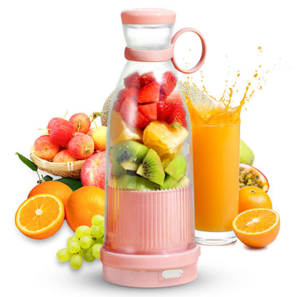Portable juicer blender bottle disassembled parts pink blue