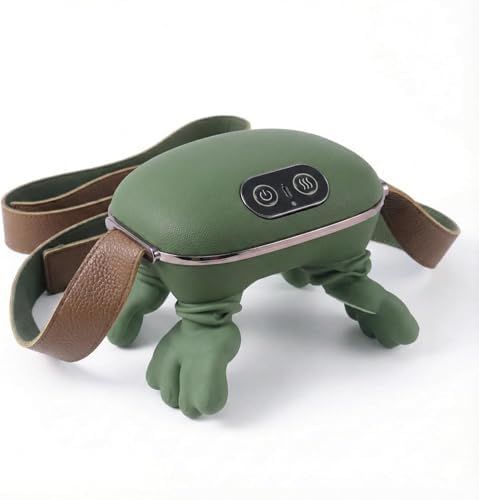Neck massager with adjustable leather strap portable design