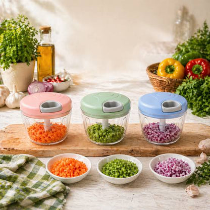 Mini speedy chopper step by step use meat chopping pull cord green lid