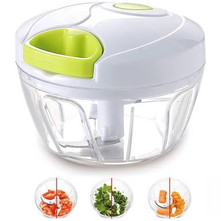 Mini chopper 3 blade dimensions 12.5cm x 8.5cm grey transparent