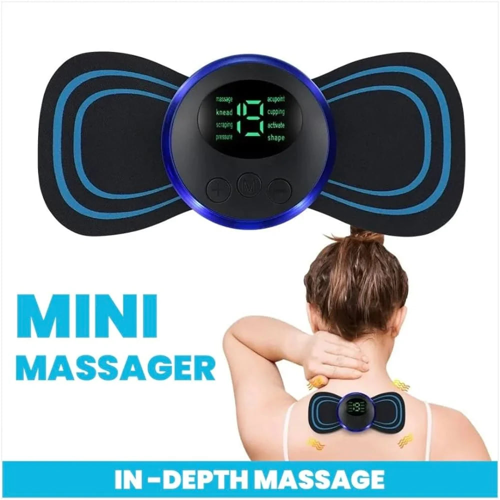 EMS mini massager neck cervical pain relief blue glow