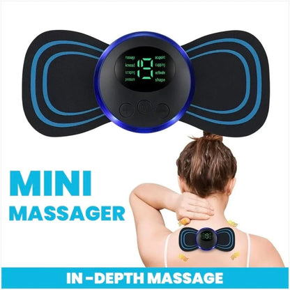 EMS mini massager neck cervical pain relief blue glow